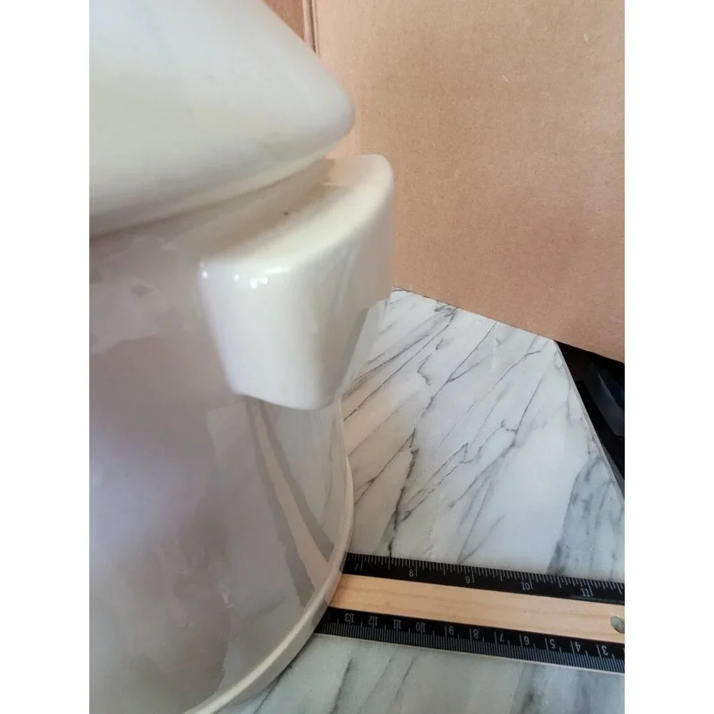 White‎ Ceramic Milk Can Style Cookie Jar Mushroom Design Handles MCM
